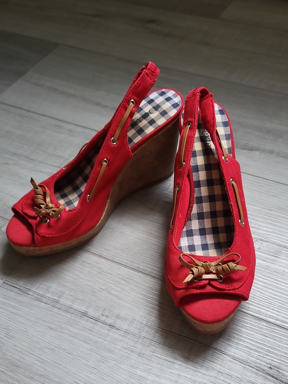 Picnic Themed Open Toe Wedges